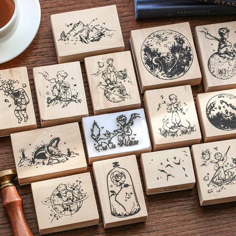 

Vintage Cartoon little prince Planet stamp DIY wooden rubber stamps for scrapbooking stationery scrapbooking standard stamp