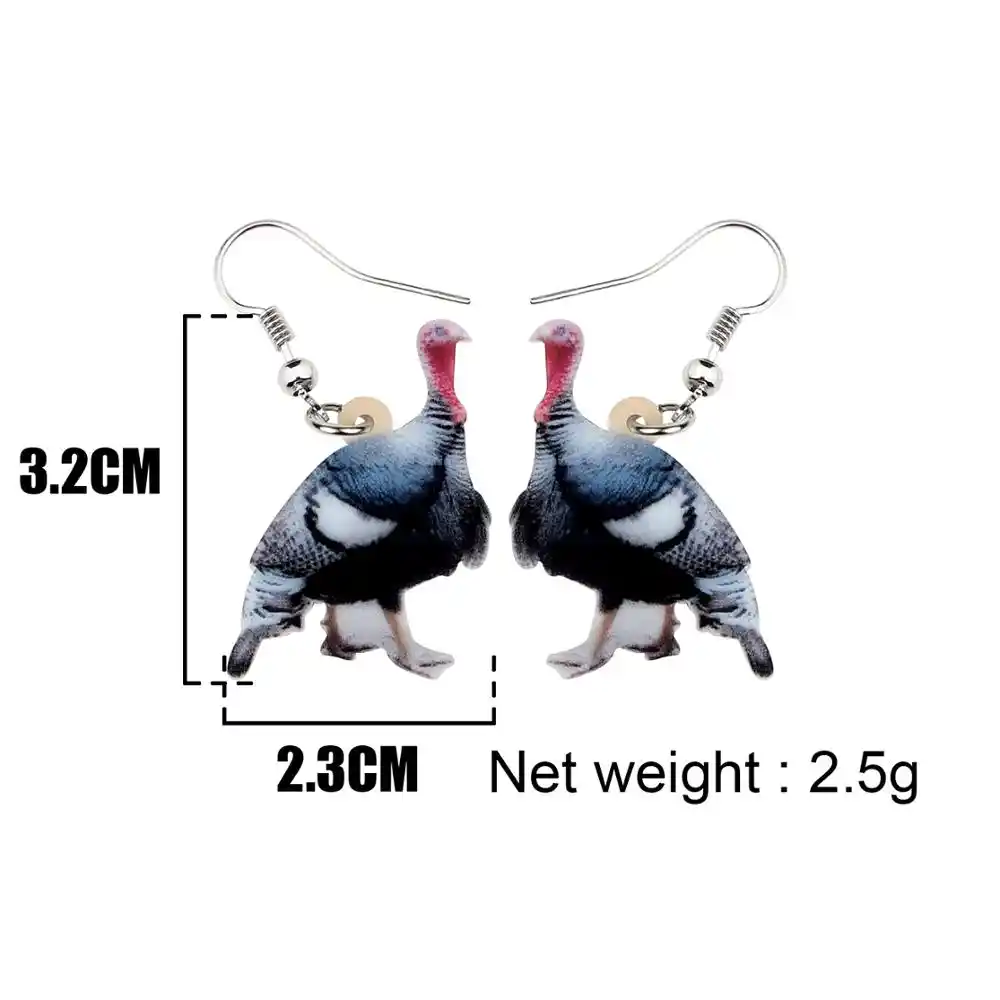 Weveni acrílico ação de graças peru preto frango galo galinha brincos gota balançar decoração jóias para mulher menina adolescente charme presente
