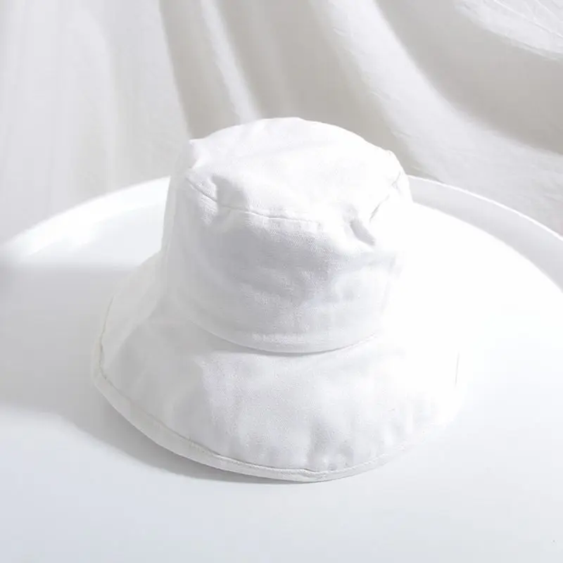 Japanese Fresh Style Women Girls Bucket Hat Solid Color Sun Protection Wide Brim Student Summer Packable Fisherman Cap 6 Colors