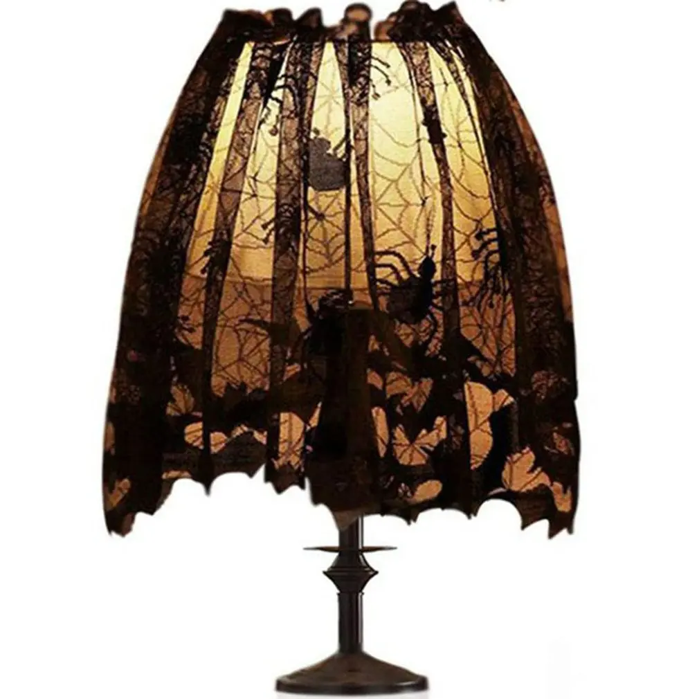 Halloween Lampshade Black Lace Bat Spider Web Table Cloth Family Door Curtain Fireplace Towel | Лампы и освещение