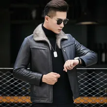 Мужская куртка из натуральной кожи, зимняя кожаная куртка из овчины, мужская куртка с воротником из натурального меха норки, теплое пуховое пальто CT1805 YY418