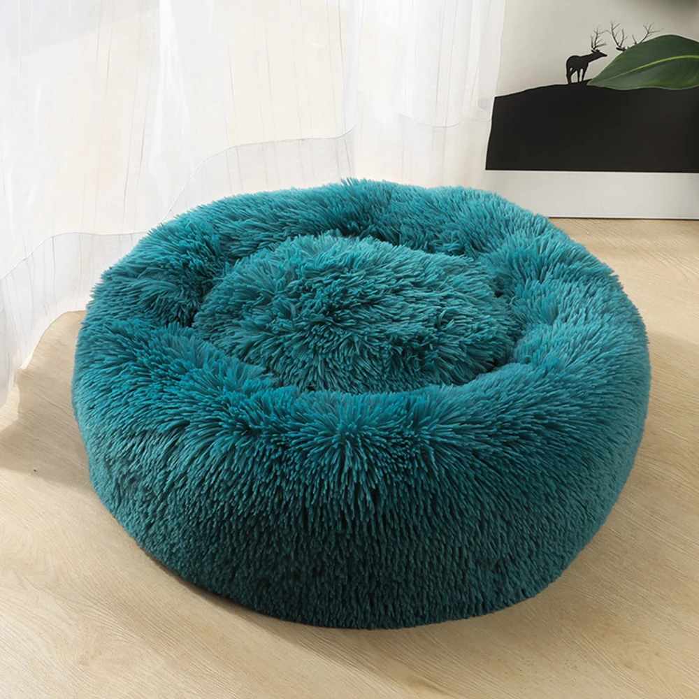 G236891A Long Plush Cat Bed Matress Super Soft Pet Bed Round Cat Mat Kennel Warm Sleeping Bag Puppy Cushion Mat Portable Cat Supplies - Цвет: G236891A
