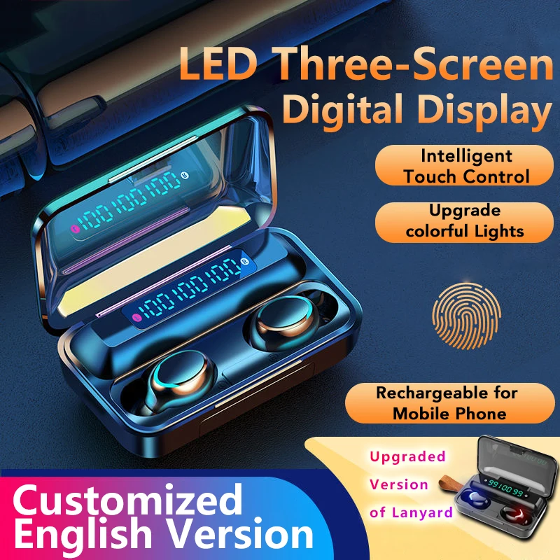 

TWS Bluetooth F9-V5.0 Bluetooth 5.0 Earphones 1200mAh Charging Box Wireless Headphone 9D Stereo Waterproof In-ear Earbuds