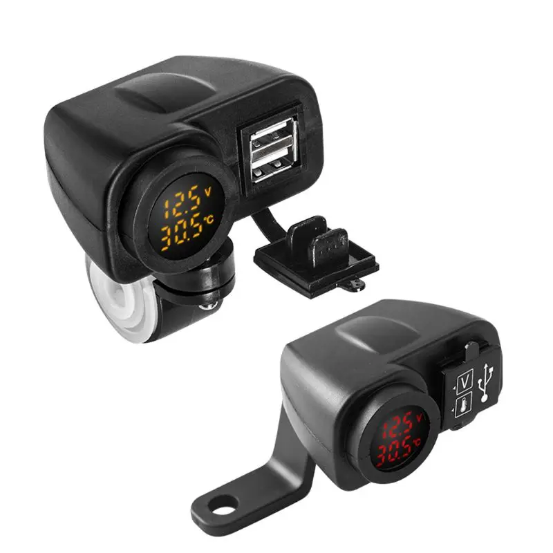 3в1 12V мотоцикл USB зарядное устройство адаптер Вольтметр термометр для мобильного телефона gps