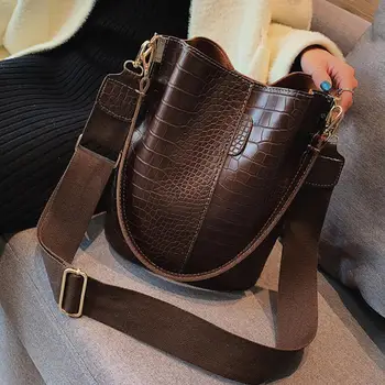 

European Style Crocodile Crossbody Bag For Women Shoulder Bag Brand Designer Women Bags Luxury PU Leather Bag Bucket Bag Handbag