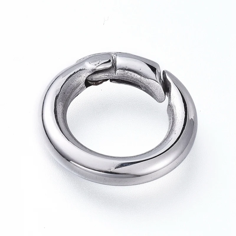 10pcs Ring Smooth 304 Stainless Steel Key Clasp Finding Snap Clasps Stainless Steel Color, 15x3mm,17x3mm,20x3.5mm