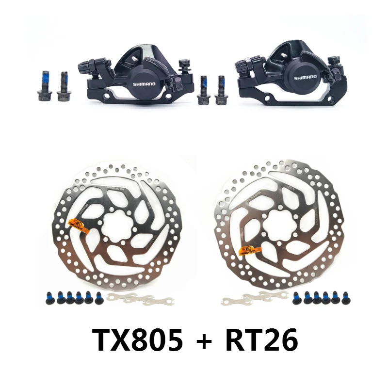 BR-TX805 механические дисковые тормозные суппорты для Tourney XT с резиновыми накладками M375 суппорт w/n HS1 RT20 RT26 ротор - Цвет: TX805 With RT26