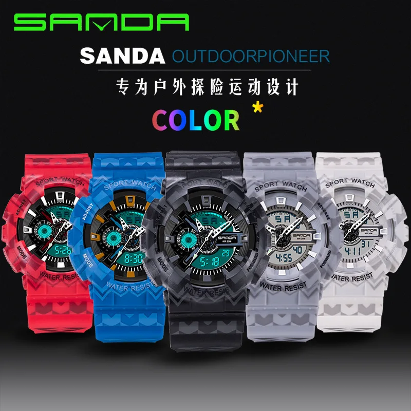 

SANDA Waterproof MEN'S Watch Electronic Fashion Multi-functional AliExpress Hot Selling Outdoor Watch Sports Watch