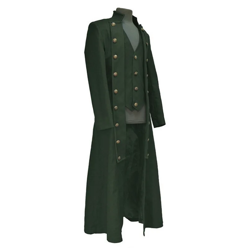 CYSINCOS мужская длинная куртка пальто Винтаж Coaplay костюм пальто со шнуровкой сзади наряд средневековый стимпанк Ренессанс стиль куртки - Цвет: green