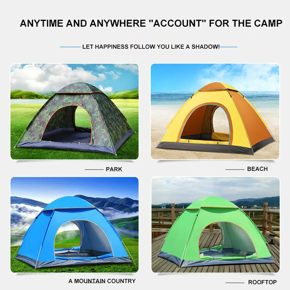 Наружные автоматические палатки Кемпинг Водонепроницаемые палатки 3-4 человек пляж Кемпинг Душ скорость открытая двойная палатка