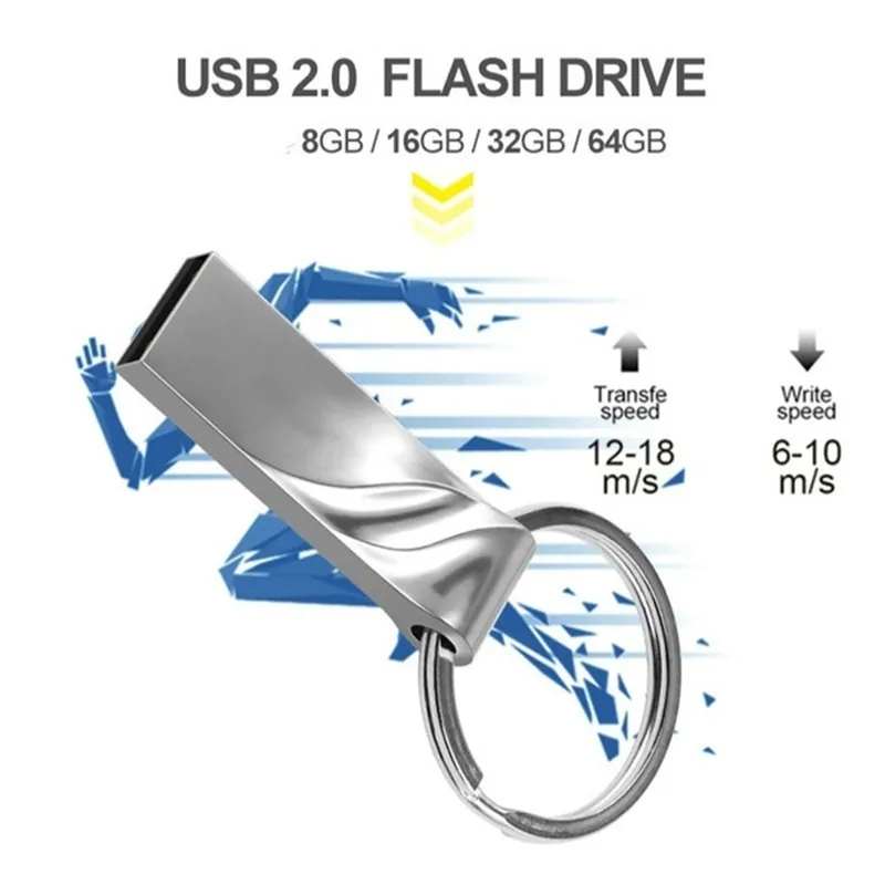 Флеш-диск USB 2,0, 4 ГБ, 8 ГБ, металлическая флешка, 16 ГБ, 32 ГБ, серебристая USB флешка, 64 ГБ, водонепроницаемая флешка, USB память, диск, 128 ГБ, бесплатный логотип