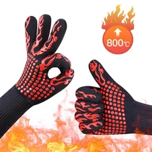 2 Stuks Brandwerende Handschoenen Barbeque Kevlar 500 Graden Bbq Vlamvertragende Brandwerende Oven Handschoenen Voor Warmte-isolatie Magnetron