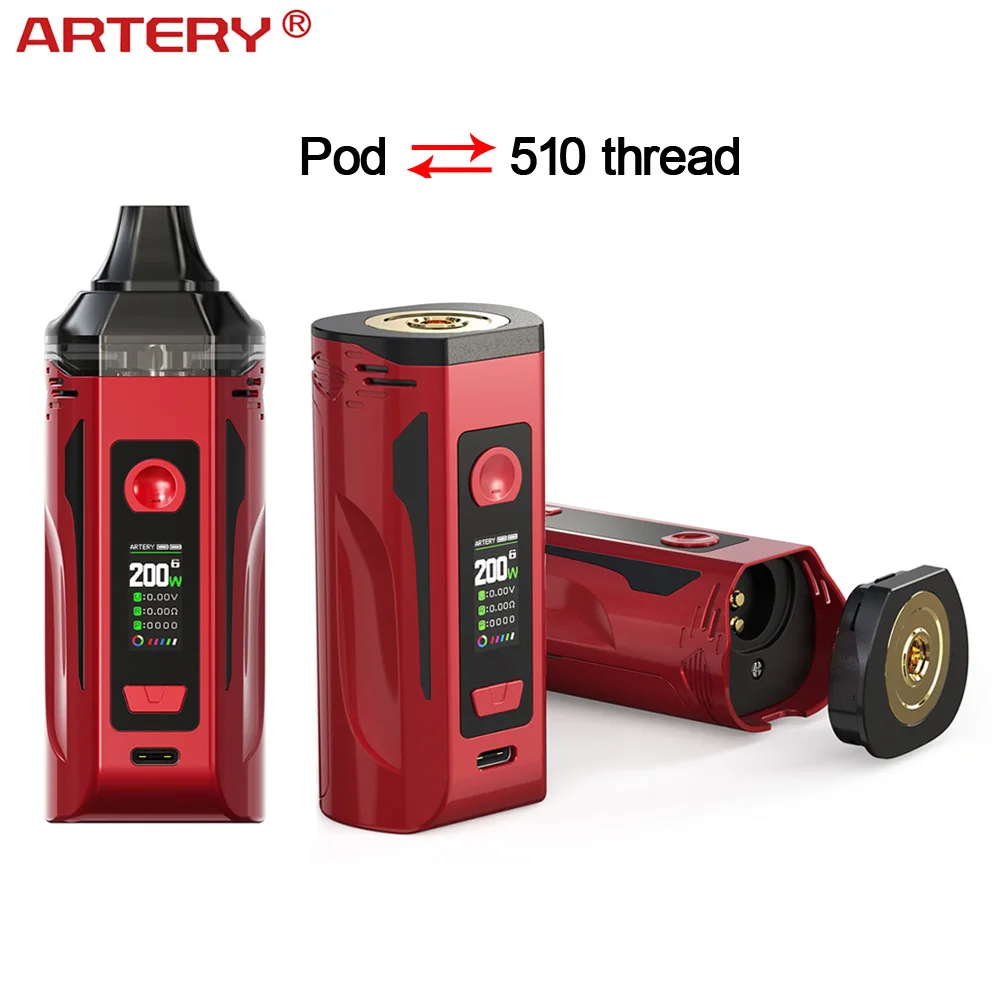 Новейший артериальный Nugget GT Dual 18650 Pod Mod 200 Вт комплект с 8 мл pod электронная