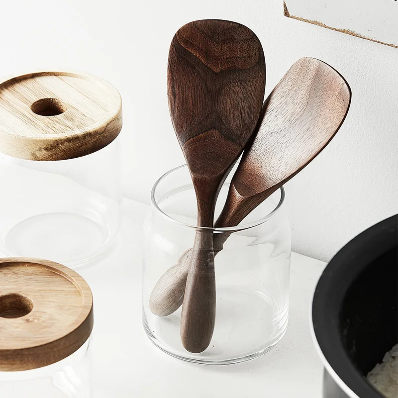 Japan Style Black Walnut Rice Scoop Home Use Non-Stick Rice Spoon Eco No Paint Natural Wood Kitchen Utensils Shovel