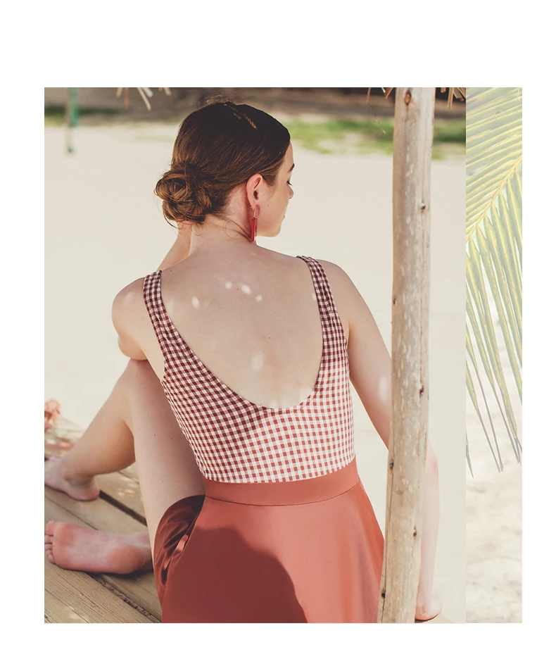 JULY SAND Woman SwimSuit Sexy One Piece Swimwear Fitness Bathing Suit Lady Plaid Beachwear  Women High-end Swimwear