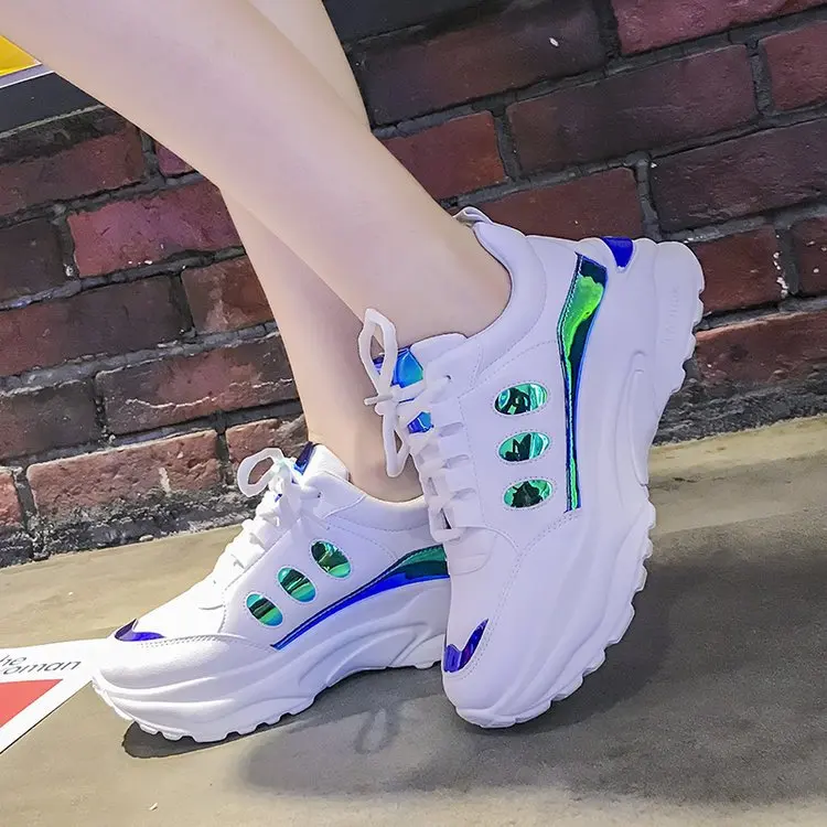 

New Spring Casual Shoes Woman Lace Up Round Toe Vulcanize Shoes Platform Sneakers Student Bottom Comfortable Flats Size 35~41