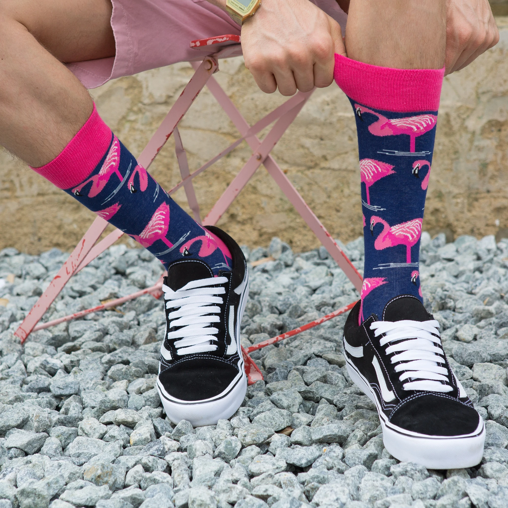 Мужские носки SANZETTI 2020 Уютные яркие цветные с изображением фламинго животных