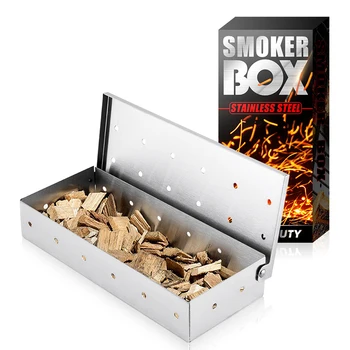 

Barbecue Accessories BBQ Smoker Box Stainless Steel Smoker Box Household Wooden Chip Smoker Case Kitchen Grilling