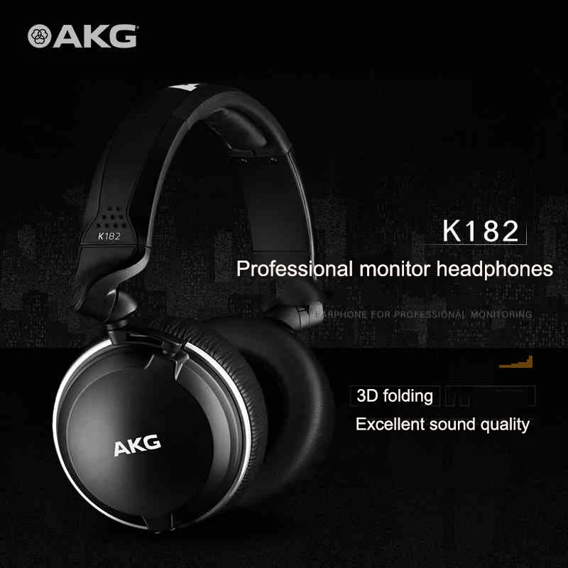 Original AKG K182 head-mounted recording studio closed monitoring headset  HIFI heavy and low music foldable headphones - AliExpress Consumer  Electronics