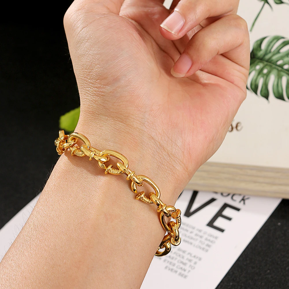 Hip-hop Cuban Iron Nail Warp Punk Bracelet For Man Fashion Motorcycle Chain Cool Rock Charm Jewelry Party Dazzling Accessories | Украшения
