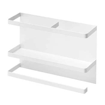 

Home Rustproof Storage Holder Space Saving Heavy Duty Matte Magnetic Fridge Organizer 2 Layers Kitchen Rack Apartment Restaurant