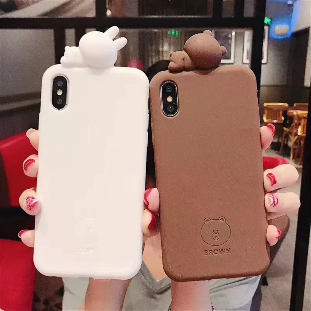

3D Cute Sleep Cartoon Bear Bunny Soft Silicone Case for iPhone Xs 6S 6Plus 7 8 7lus 8Plus iPhone X XS XR XS MAX Funda
