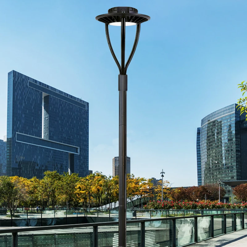 모던 코트야드 2.5미터 높이 기둥 정원등 50W LED 가로등 블랙 야외 방수 IP65 조경 그린 벨트 조명