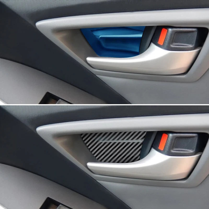 Car Inner Door Bowl Covers Trims Carbon fiber grain Stainless Steel For Toyota Prius 30 car interior Accessories car door covers trims