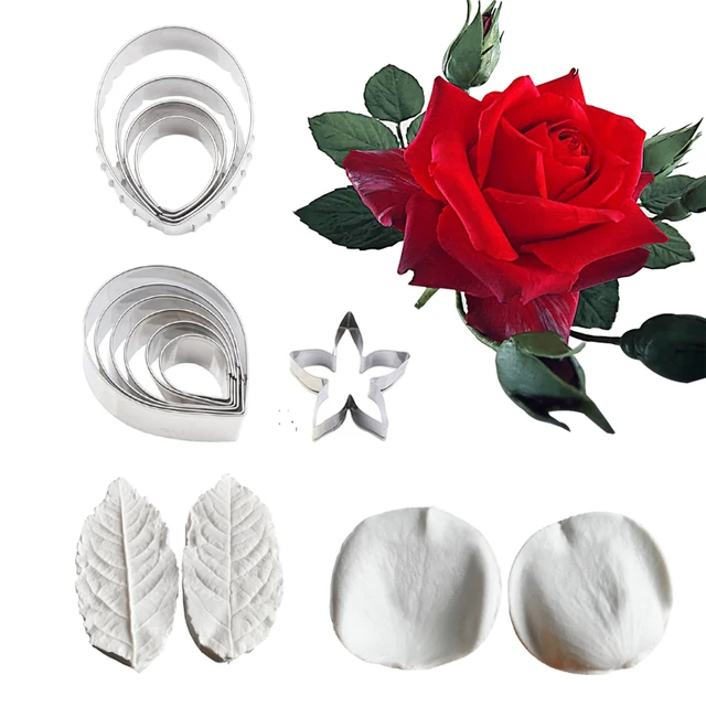 5 Styles Rose;Leaf Veiner Silicone Mold Flower Cake Decorating Tools Chocolate Gumpaste Mold Chocolate,Sugarcraft Cutters CS409