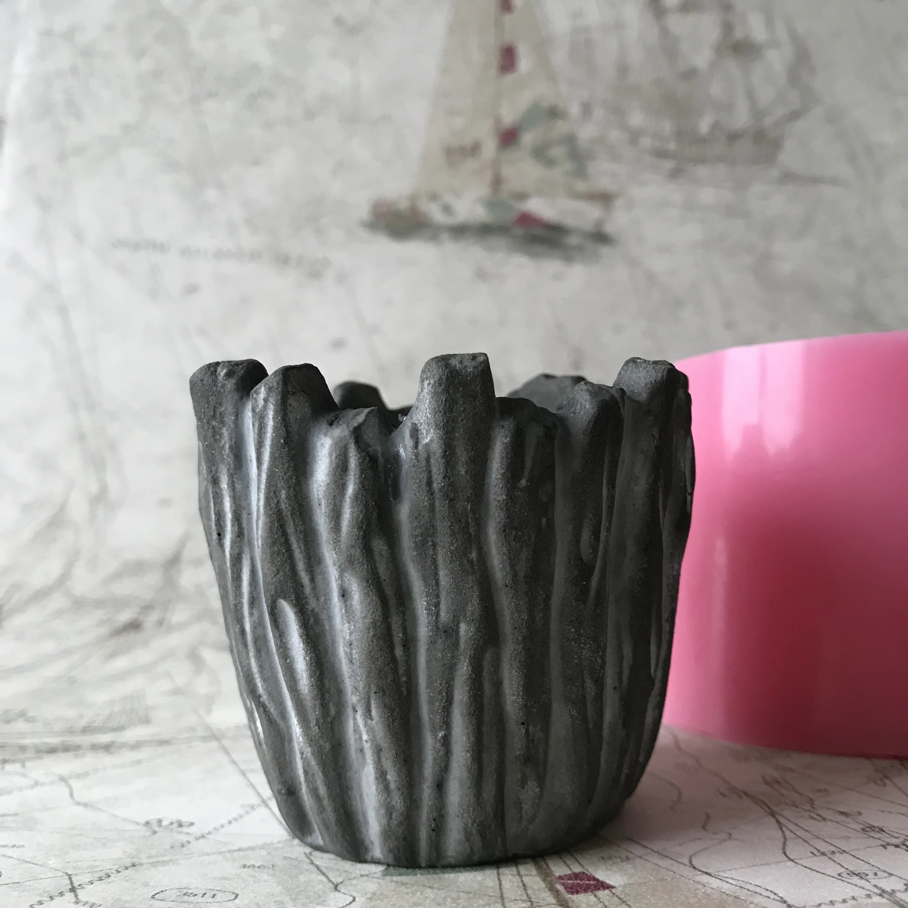 Small Cement Silicone Pot Molds Round Square Stone Planter Gardening Concrete Mold