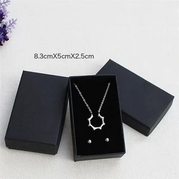 

6 Sizes Brand Black Paper Packing Gift Boxes No Logo For Jewelry Bracelet Necklace Ring Earrings Packing Boxes