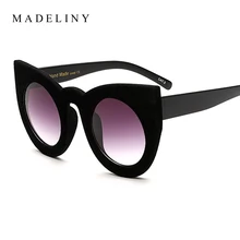 MADELINY новые модные женские солнцезащитные очки "кошачий глаз", фирменные дизайнерские плюшевые персональные бархатные роскошные солнцезащитные очки MA052