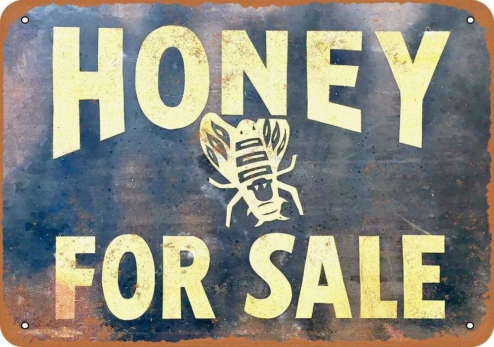 

Maitongzaix Honey for Sale Vintage Retro Metal Tin Sign Plaque Poster Wall Decor Art Shabby Chic Gift