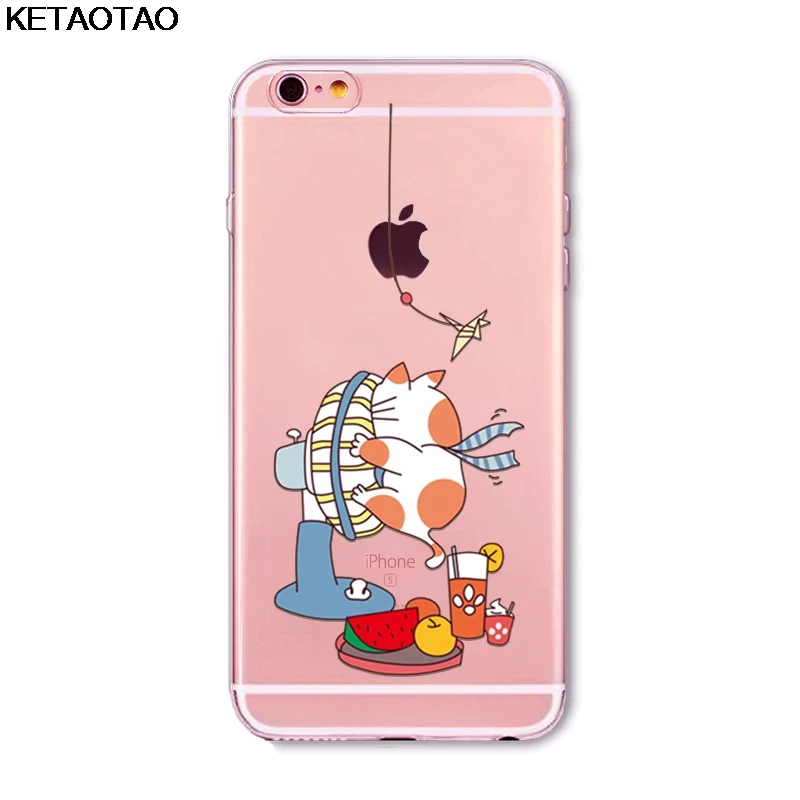 Черный KETAOTAO милый мультяшный чехол для телефона s для iPhone 4S 5C 5S 6 6S 7 8 Plus XR XS Max чехол кристально чистый мягкий TPU чехол s - Цвет: Черный