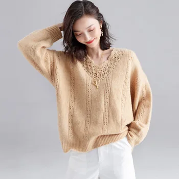 

2020 WOMEN NEW Knitwear top new V-neck retro warm loose bottoming sweater women