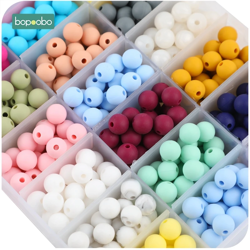 Bopoobo 30pc Silicone Beads 9mm Silicone Baby Teething Products Chews Pacifier Chain Clips Tiny Rodent Beads Baby Teethers Toys