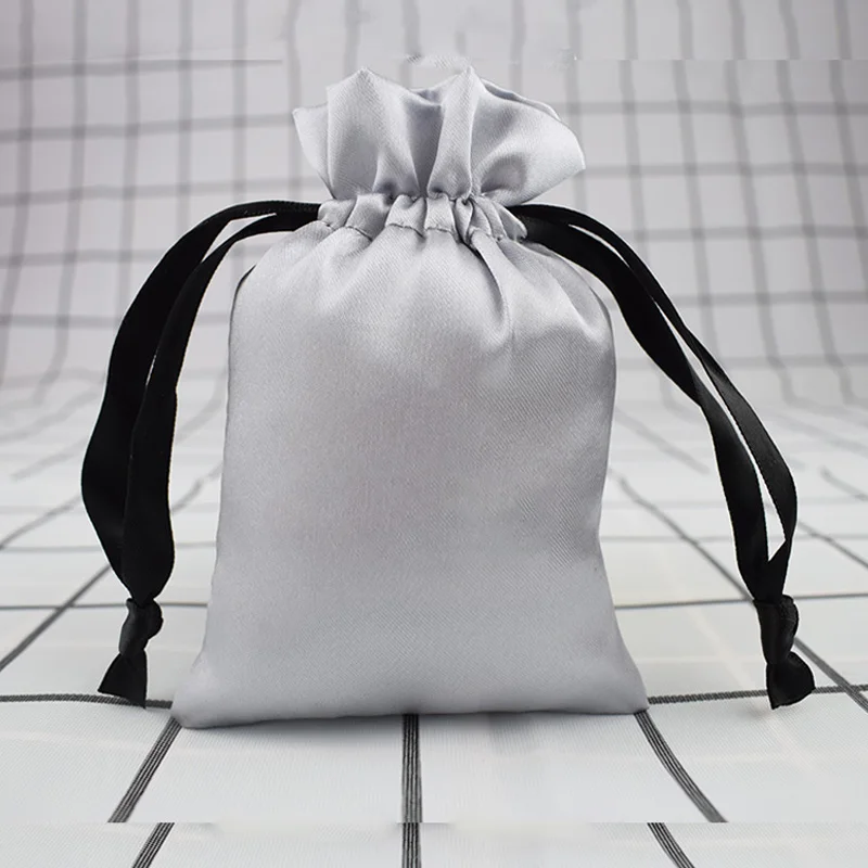 Высокое качество 20*30 см атласный шнурок подарочные пакеты для украшений сумки Пользовательский логотип атласный парик упаковочный пакет для волос