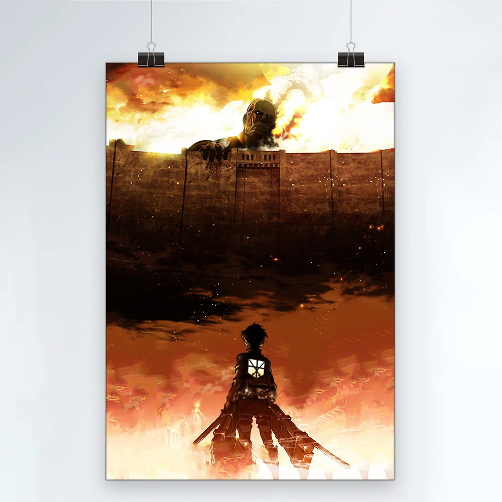 Attack On Giant Poster Japanese Anime Poster Home Art Decoration Studio Bar  Home Art Painting Canvas Living Room Background  Painting  Calligraphy   AliExpress