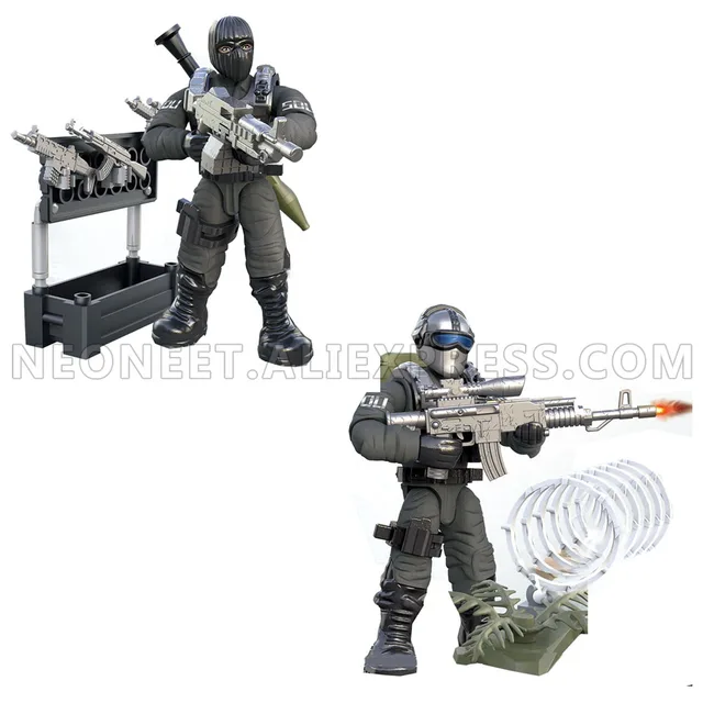 City Counter-Terrorism Swat Figures Building Blocks Mega Modern Military Soldier Super Police Corps Minifigs Weapons Toys Gifts 4