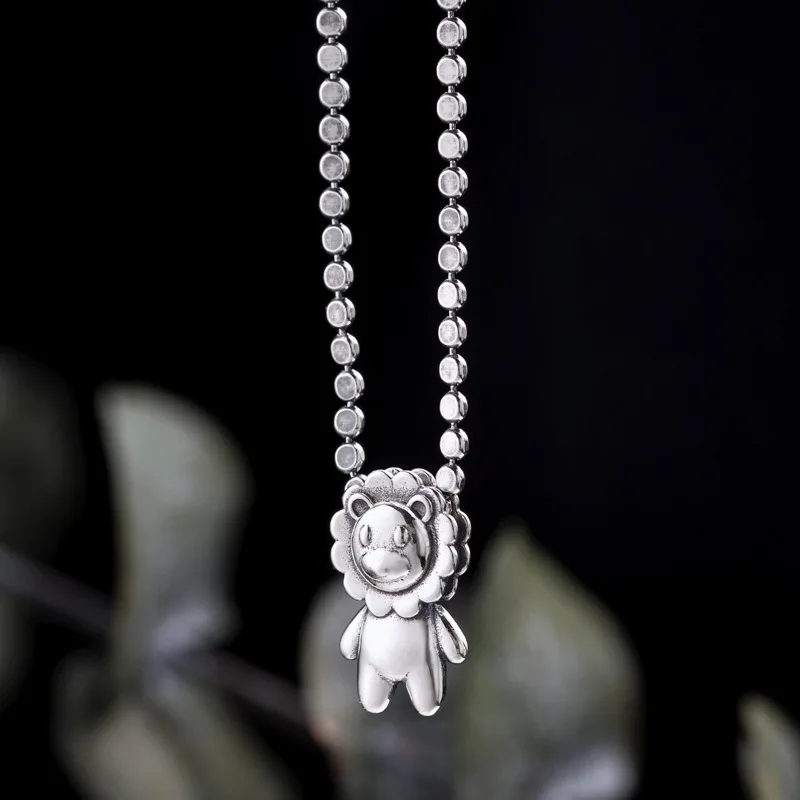 925 пробы Серебряное маленькое милое ожерелье с изображением Льва, подвеска с животными, персонализированное ожерелье для элегантных женщин и девушек