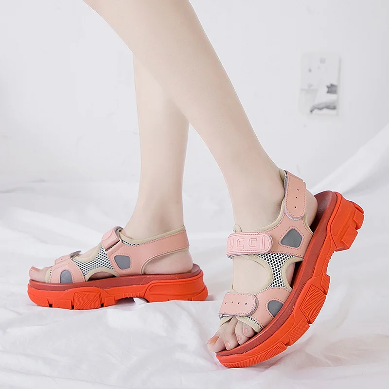 

WOMEN'S Shoes Summer 2019 New Style Sandals Women's Versatile WOMEN'S Shoes Velcro Korean-style Thick Bottomed Platform Dad Sand