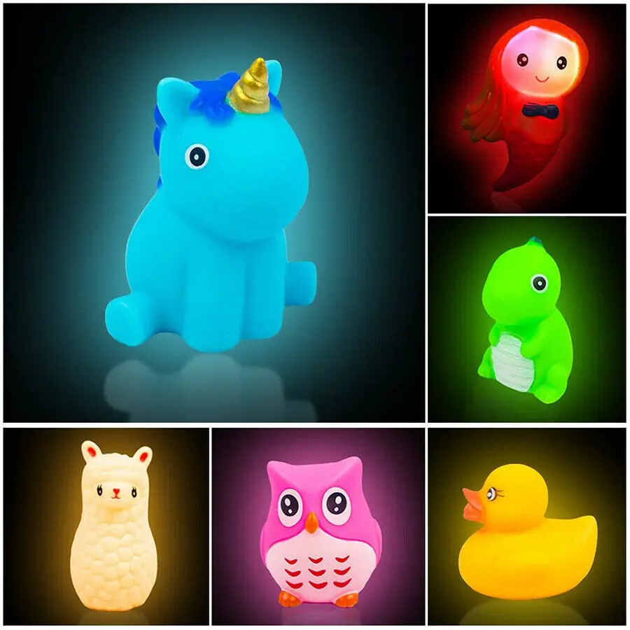 Small LED Light Up Unicorn Bath Time Duck Toy Water Play 