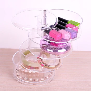 

New 360 Degrees Rotary Jewelry Holder Earrings Rubber Band Bracelet Headdress Storage Box Fashion 4 Layers Jewelry Storage Box