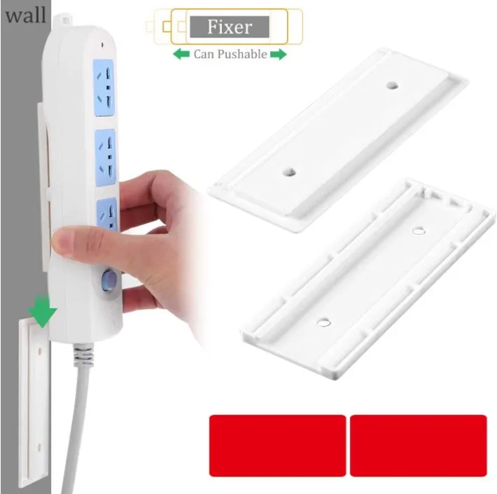 Seamless Punch Free Plug Sticker Holder Wall Fixer Power Strip Holders Storage Sockets Wall Holders Shelf Stand Holder Plug Hook afbeelding