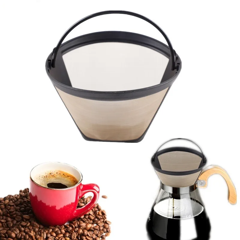 Cone-Style Reusable Coffee Filter Filter 100 Mesh Coffee Tea Filter Odorless Anti-rust Stainless Steel Filter Coffee Pot Kettle