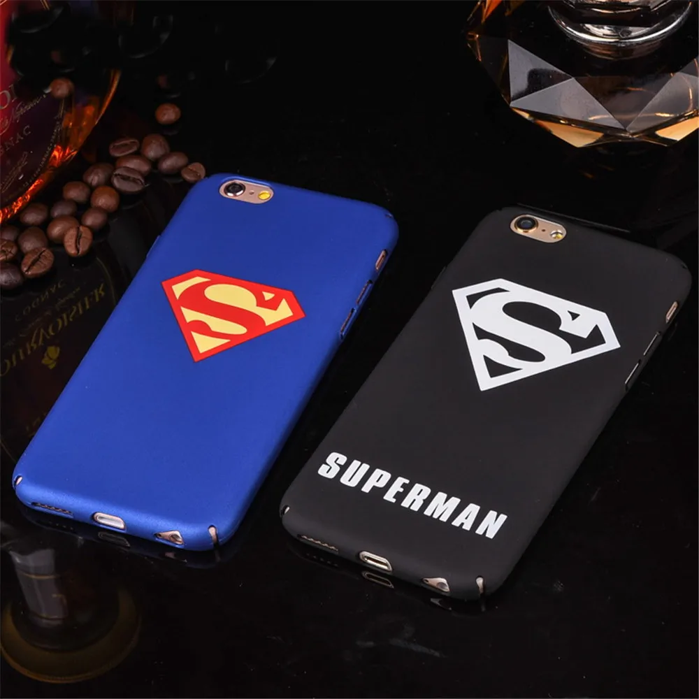 

Hot Superman Scrub Hard PC Case For iPhone 5 5S SE 7 8 6 6S Plus X XR XS MAX luxury white sport Superhero Cover Case Funda Coque