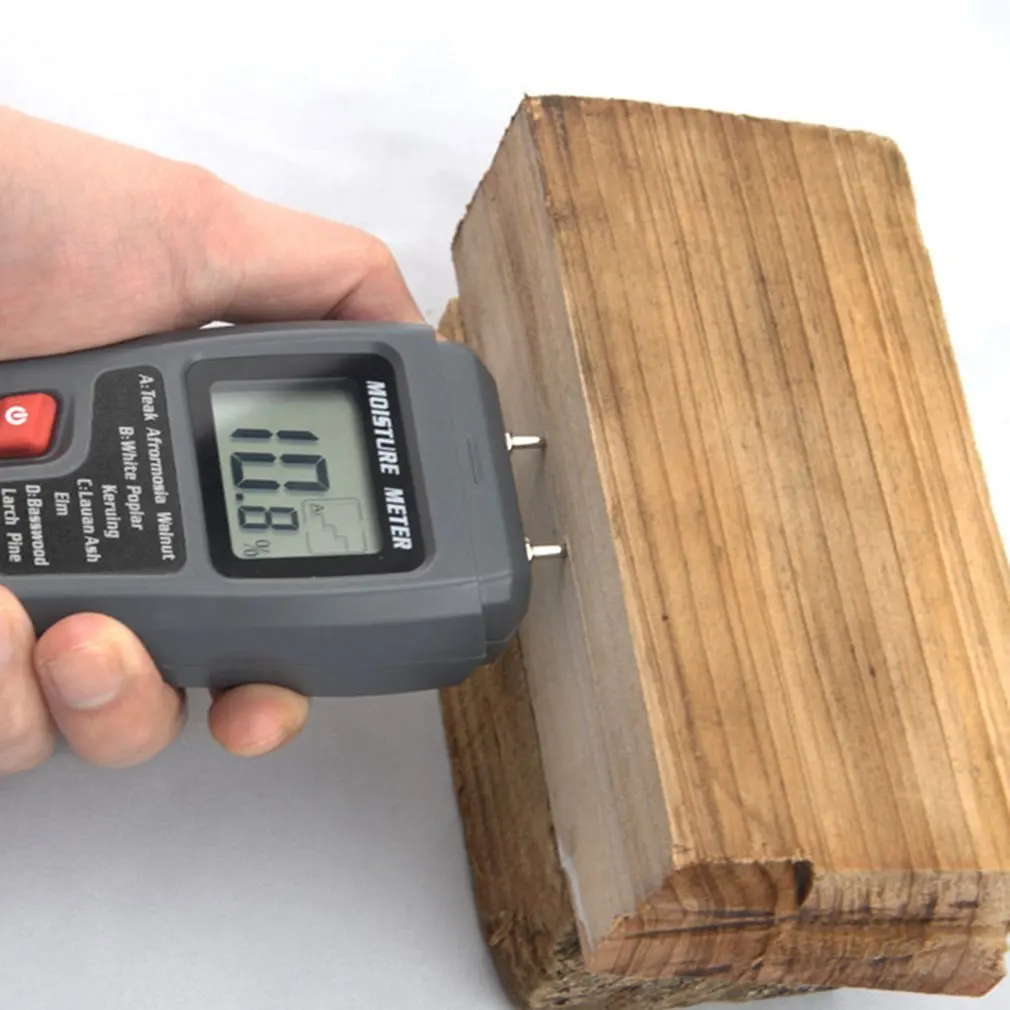 EMT01 Two Pins LCD Digital high-precision Wood Moisture Meter 0-99.9% Wood Humidity Tester with Large LCD Display