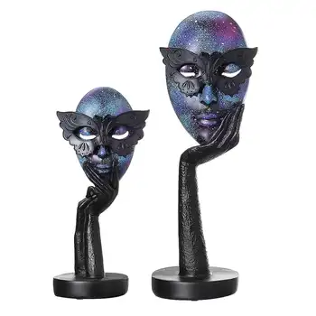 

Home Decoration Resin Party Queen Mask Statue Abstract Ornament Statue Mask Figurine Sculpture Craft for Home Office