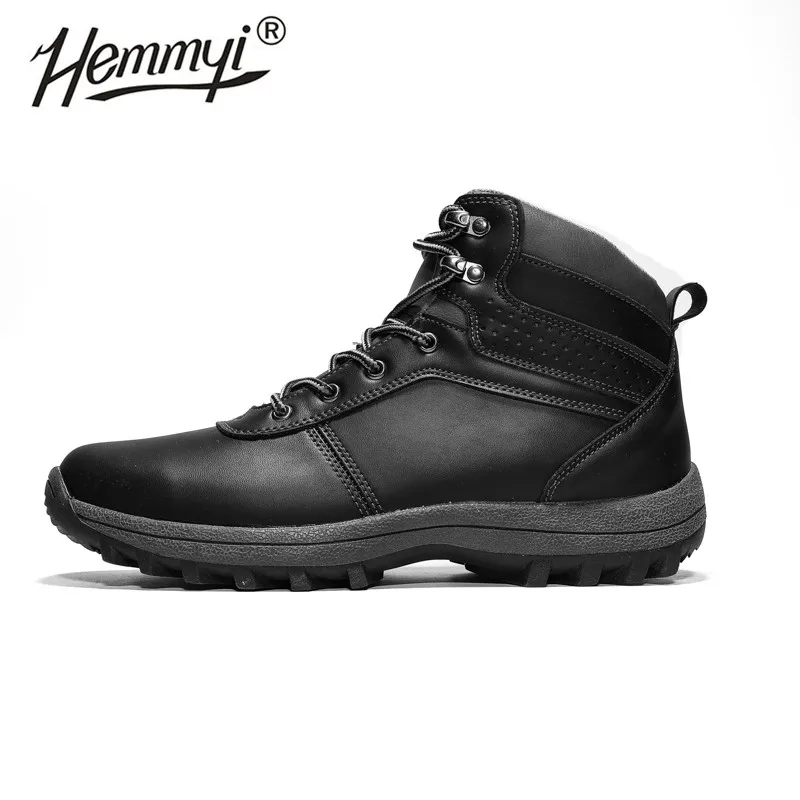 Hemmyi мужские походные ботинки, кроссовки, мужская водонепроницаемая обувь, тактические военные ботинки, мужская обувь, Нескользящие ботинки для альпинизма - Цвет: Black