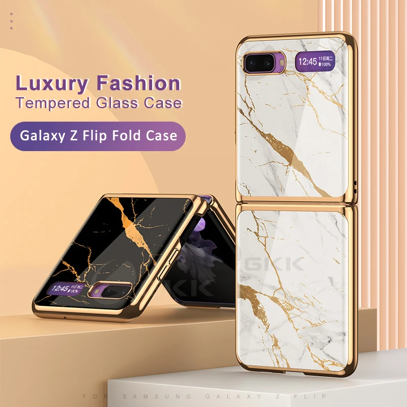 Luxury Tempered Glass Case For Samsung Galaxy Z Flip Fold 2 5G